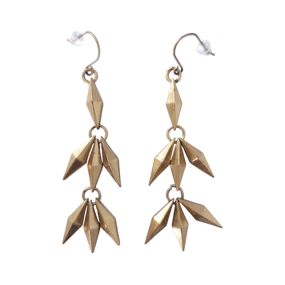 J.Crew Geometric Dangle Earrings Gold Tiered Minimalist Modern Boho Chandelier